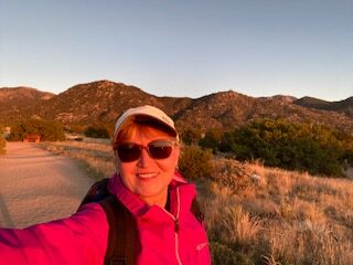 hiking at sunset